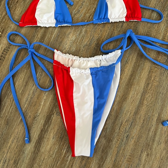 NWOT Red, White, and Blue Tie Bikini - Picture 3 of 6